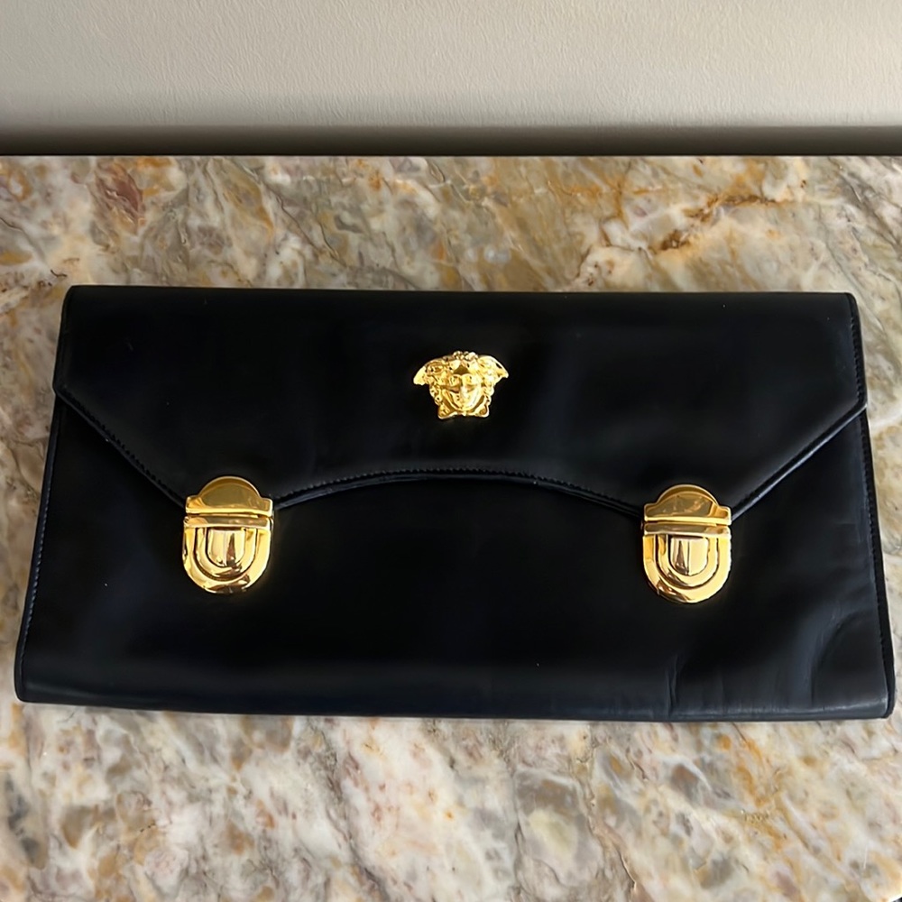 Versace clutch, vintage from early 2000’s. GORGEOUS butter soft leather- large